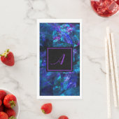 Serviette En Papier Monogramme personnalisé Noir violet Abstrait Anniv (En situation)