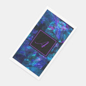 Serviette En Papier Monogramme personnalisé Noir violet Abstrait Anniv (Coin)