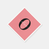 Serviette En Papier Monogramme personnalisé Nom de script noir blanc r (Coin)