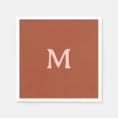 Serviette En Papier Monogramme personnalisé orange brûlé (Devant)