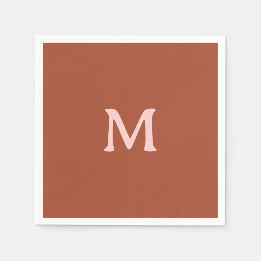 Serviette En Papier Monogramme personnalisé orange brûlé (Devant)