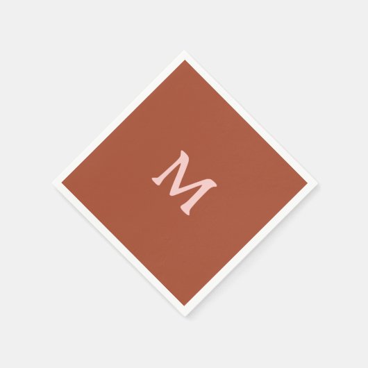 Serviette En Papier Monogramme personnalisé orange brûlé (Coin)