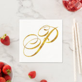 Serviette En Papier Monogramme personnalisé P Faux Gold Foil Monogramm (En situation)
