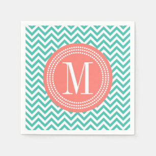 Serviette En Papier Monogramme personnalisé par zigzag de Chevron de