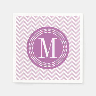 Serviette En Papier Monogramme personnalisé par zigzag lilas de
