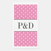 Serviette En Papier Monogramme personnalisé pois rose et blanc (Devant)