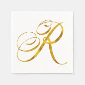 Serviette En Papier Monogramme personnalisé R Faux Gold Foil Monogramm (Devant)