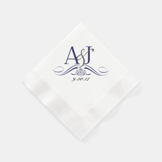 Serviette En Papier Monogramme Personnalisé Rein Napkin (Coin)