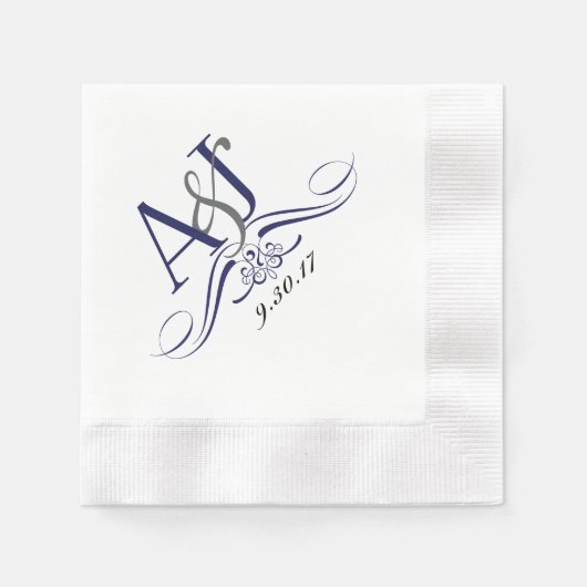 Serviette En Papier Monogramme Personnalisé Rein Napkin (Devant)