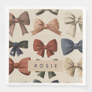 Serviette En Papier Monogramme Personnalisé Retro Vintage Bow Motif