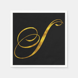 Serviette En Papier Monogramme personnalisé S Faux Gold Foil Monogramm