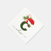 Serviette En Papier Monogramme personnalisé simple Noël (Coin)