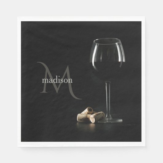 Serviette En Papier Monogramme personnalisé "Verre à vin" (Devant)