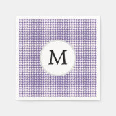 Serviette En Papier Monogramme personnalisé violet Motif Houndstooth (Devant)
