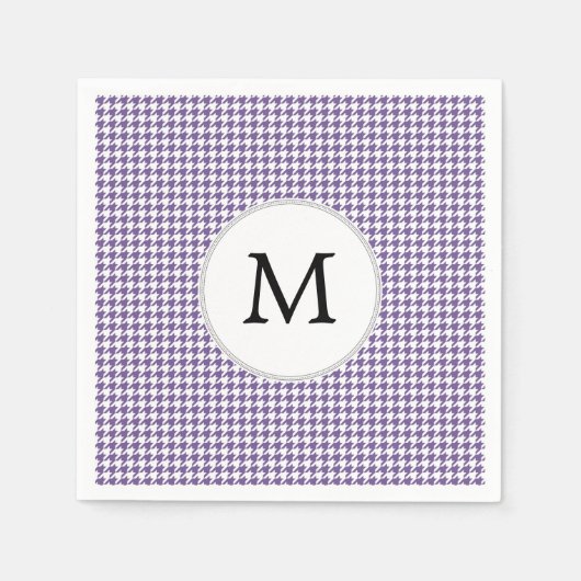 Serviette En Papier Monogramme personnalisé violet Motif Houndstooth (Devant)