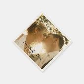 Serviette En Papier Monogramme photo Mariage personnalisé (Coin)