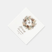Serviette En Papier Monogramme Pinecone hiver Wreath Joyeux Noël (Coin)