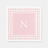 Serviette En Papier Monogramme Pink Houndstooth Check (Devant)