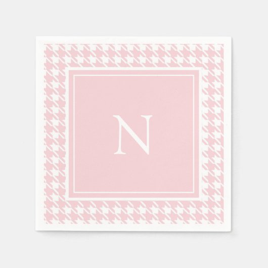 Serviette En Papier Monogramme Pink Houndstooth Check (Devant)