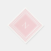 Serviette En Papier Monogramme Pink Houndstooth Check (Coin)