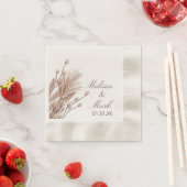 Serviette En Papier Monogramme Plante de coton Pampas dessiné à la mai (En situation)