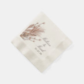 Serviette En Papier Monogramme Plante de coton Pampas dessiné à la mai (Coin)