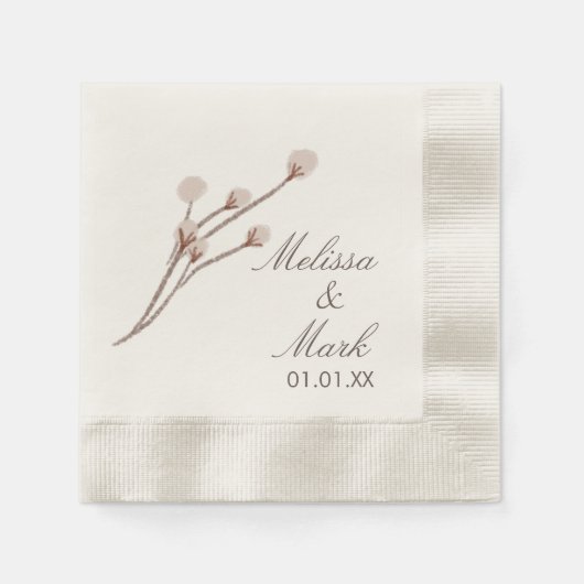 Serviette En Papier Monogramme Plante en coton simple à main (Devant)