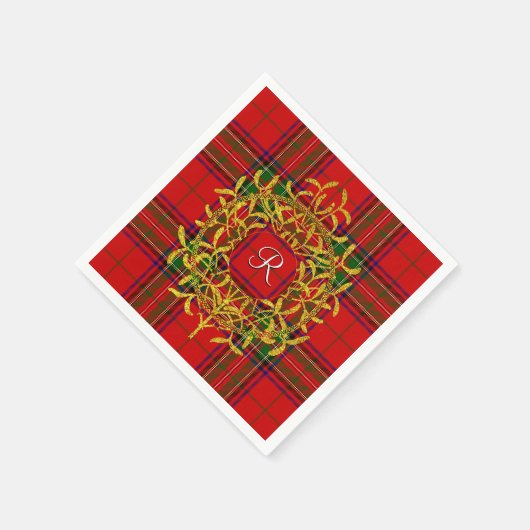 Serviette En Papier Monogramme plaqué Gold Mistletoe Stewart (Coin)