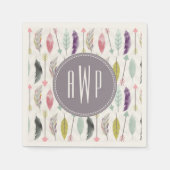 Serviette En Papier Monogramme Plumes et flèches (Devant)