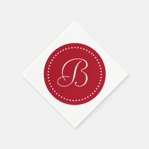Serviette En Papier Monogramme point blanc/rouge foncé
