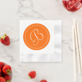 Serviette En Papier Monogramme point orange/blanc (En situation)