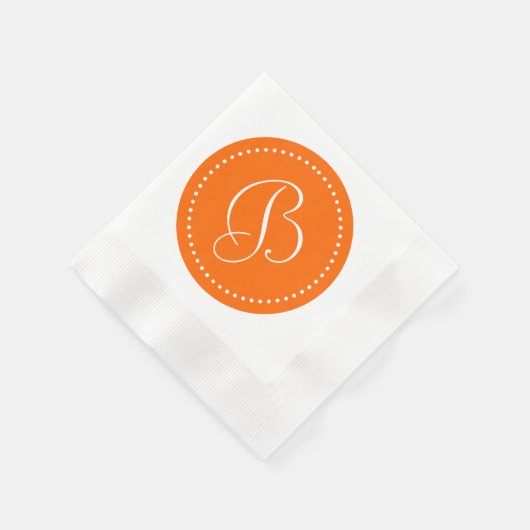Serviette En Papier Monogramme point orange/blanc (Coin)