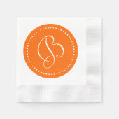 Serviette En Papier Monogramme point orange/blanc (Devant)