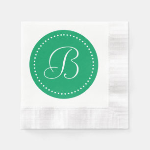 Serviette En Papier Monogramme point vert/tranche blanc Shamrock