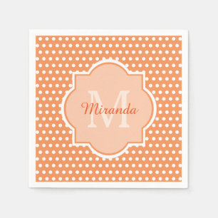 Serviette En Papier Monogramme Pois Sassy Orange Avec Nom