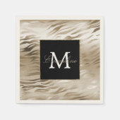 Serviette En Papier Monogramme Poster de animal Gold Zebra (Devant)