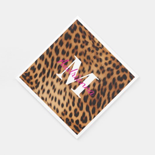Serviette En Papier Monogramme Poster de animal léopard (Coin)