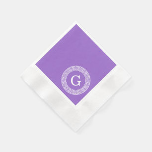 Serviette En Papier Monogramme principal grec blanc d'initiale de