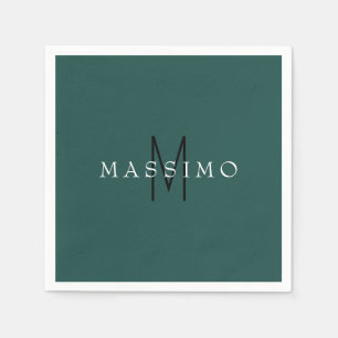 Serviette En Papier Monogramme Professionnel Gris Bleu Votre Nom