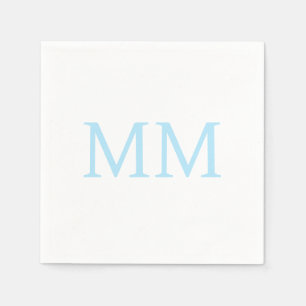 Serviette En Papier Monogramme professionnel minimaliste bleu et blanc