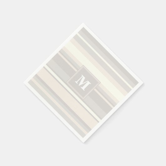 Serviette En Papier Monogramme rayures beiges (Coin)