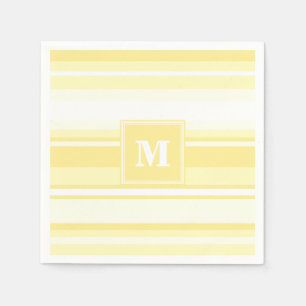 Serviette En Papier Monogramme rayures jaunes citron
