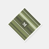 Serviette En Papier Monogramme rayures vert olive (Coin)