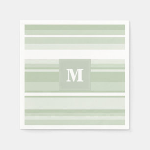 Serviette En Papier Monogramme rayures vert pâle