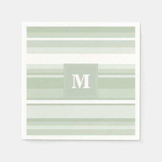Serviette En Papier Monogramme rayures vert pâle (Devant)