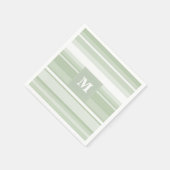 Serviette En Papier Monogramme rayures vert pâle (Coin)