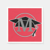Serviette En Papier Monogramme Red Black Graduation Cap Party (Devant)
