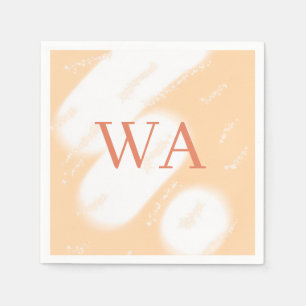 Serviette En Papier Monogramme rétro gras blanc orange pêche pastel no