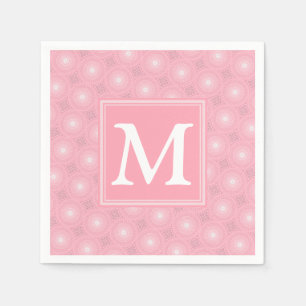 Serviette En Papier Monogramme rose cercles motif
