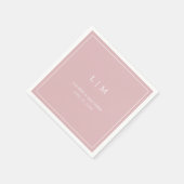 Serviette En Papier Monogramme rose clair simple Mariage élégant (Coin)